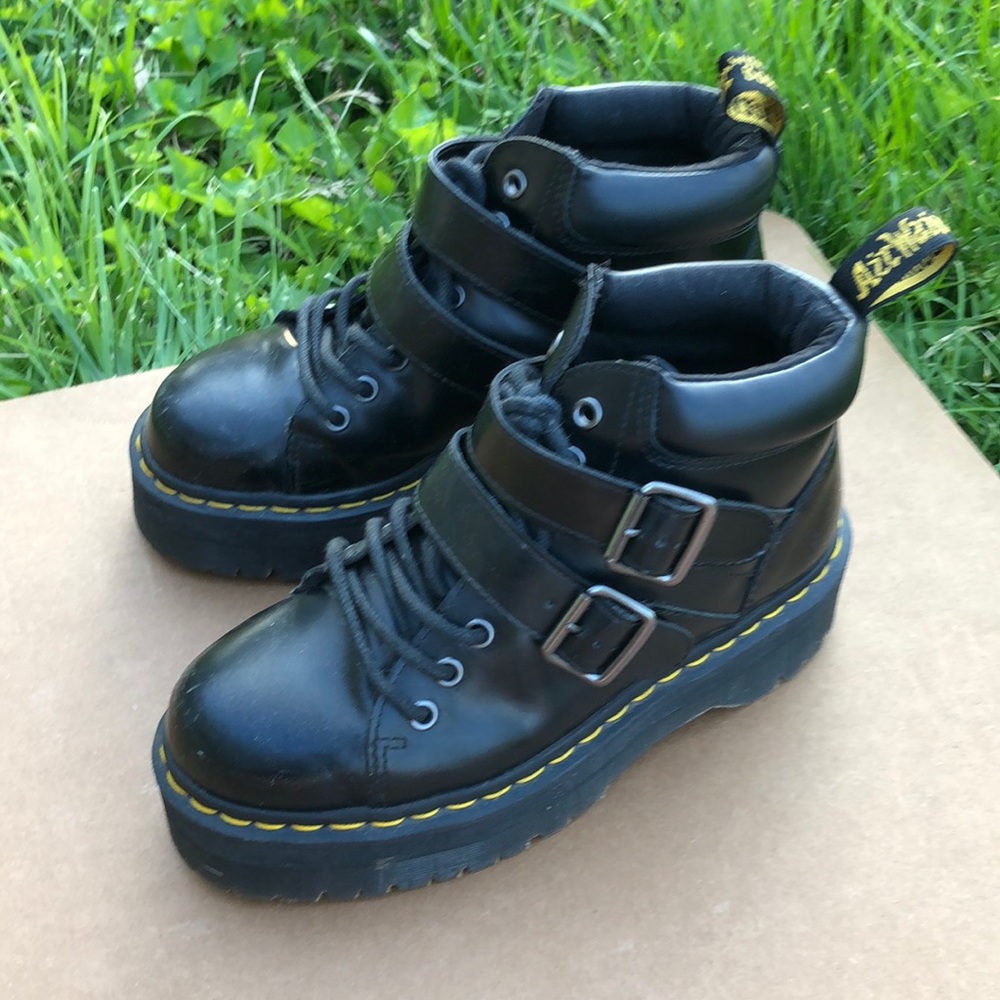 tough as hell doc marten boots with laces and buckles